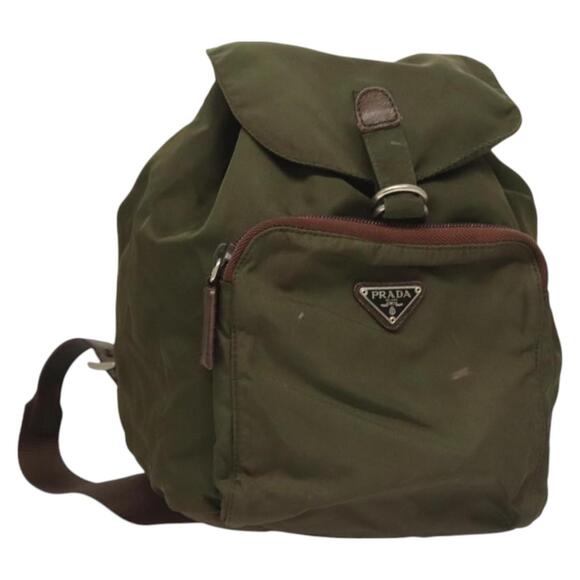 PRADA Backpack Nylon Khaki Silver - Picture 1 of 13